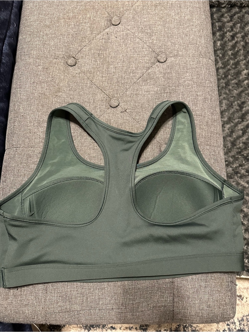 Nike Olive Green Racerback Sports Bra with White Swoosh - Picture 2 of 3
